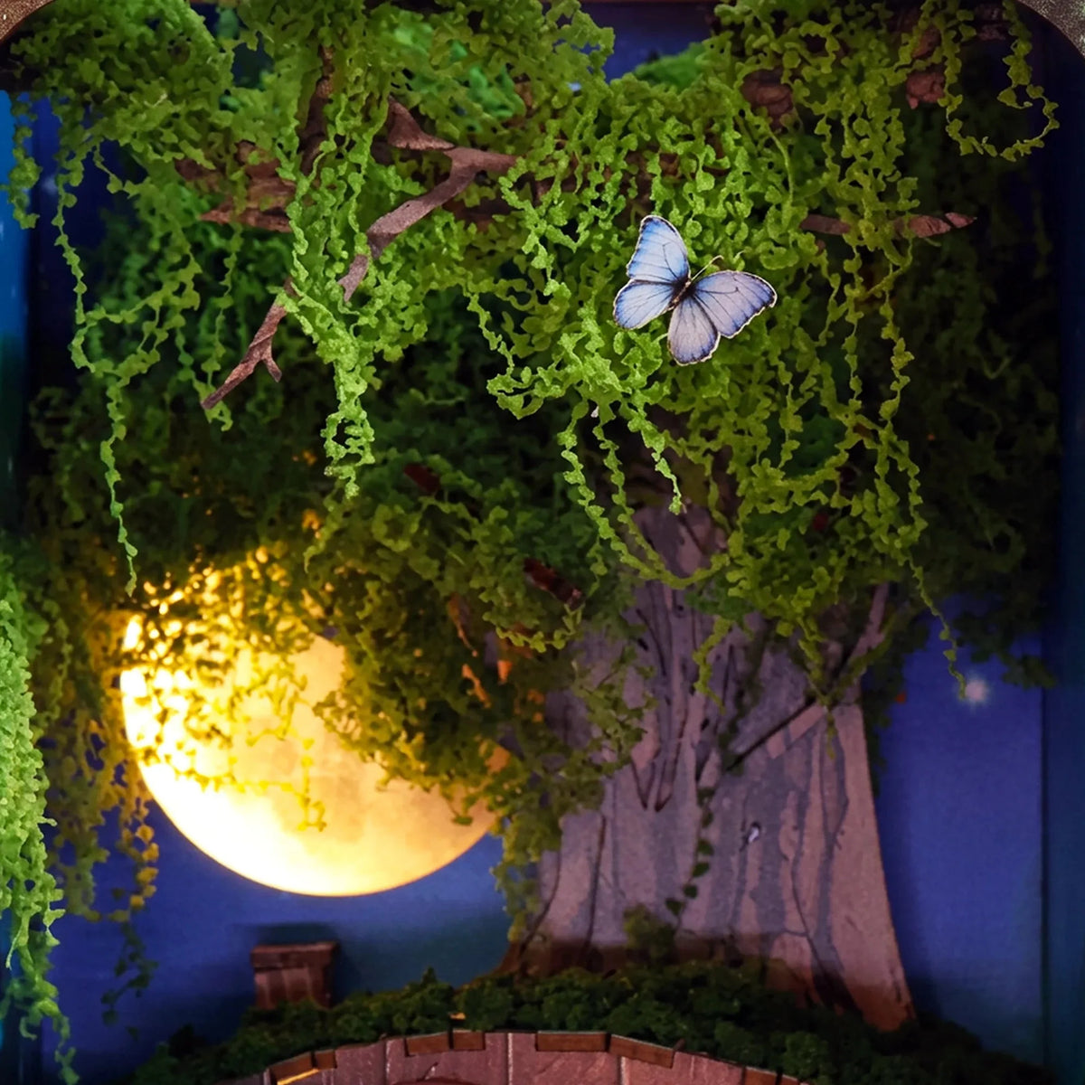 Glowing Moon Beneath an Ancient Tree