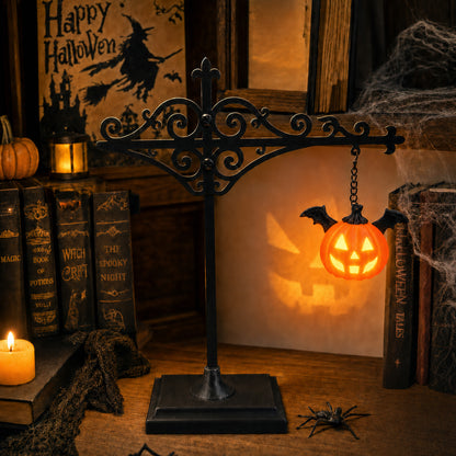 NookSpirit Bat-Wing Pumpkin Lantern – Halloween Light with Gothic Stand