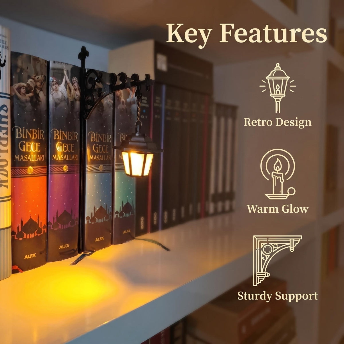 NookSpirit Library Lantern Mini Bookshelf Lamp – Nook Light Bookshelf Lamp