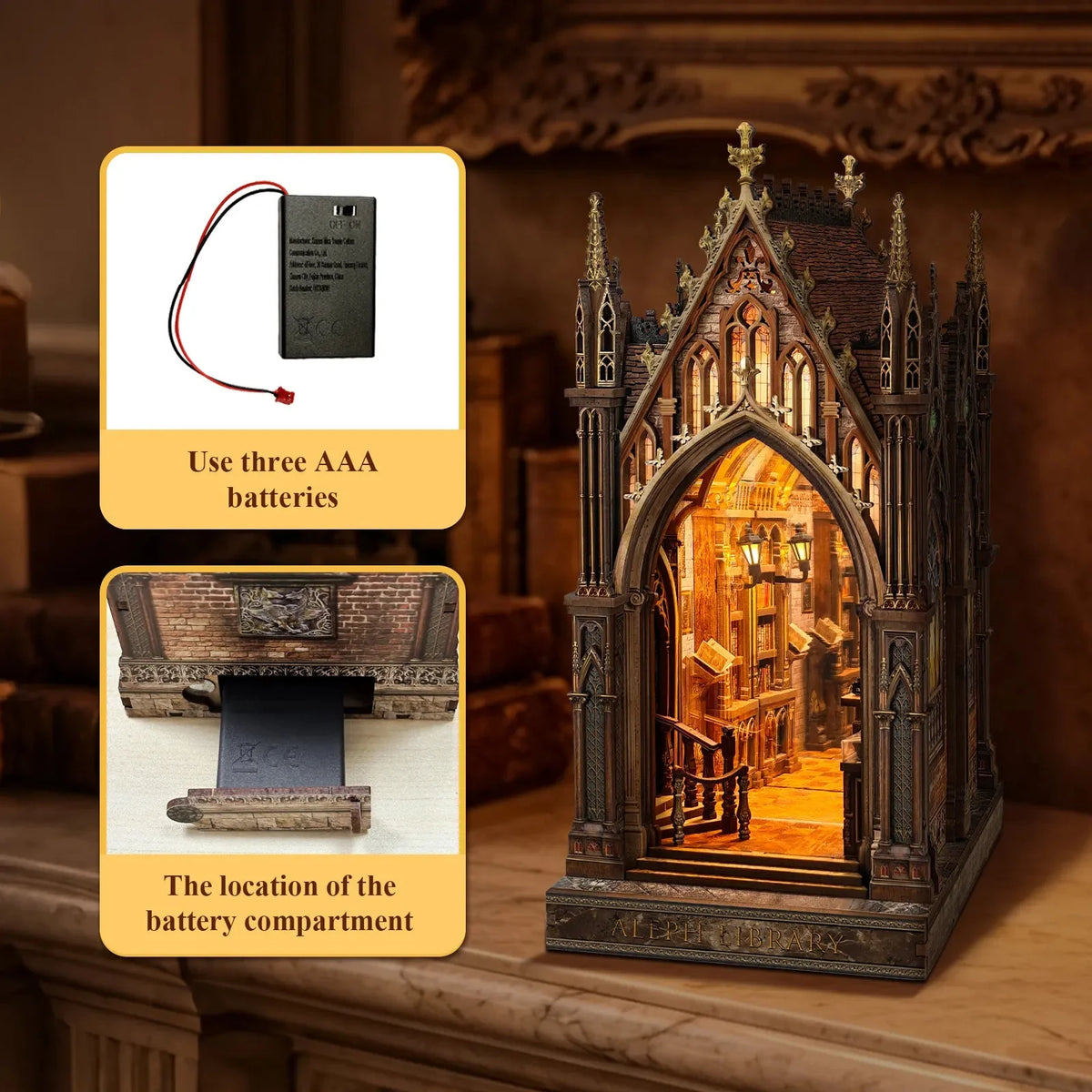 Aleph Library with battery-box and compartment-location insets.
