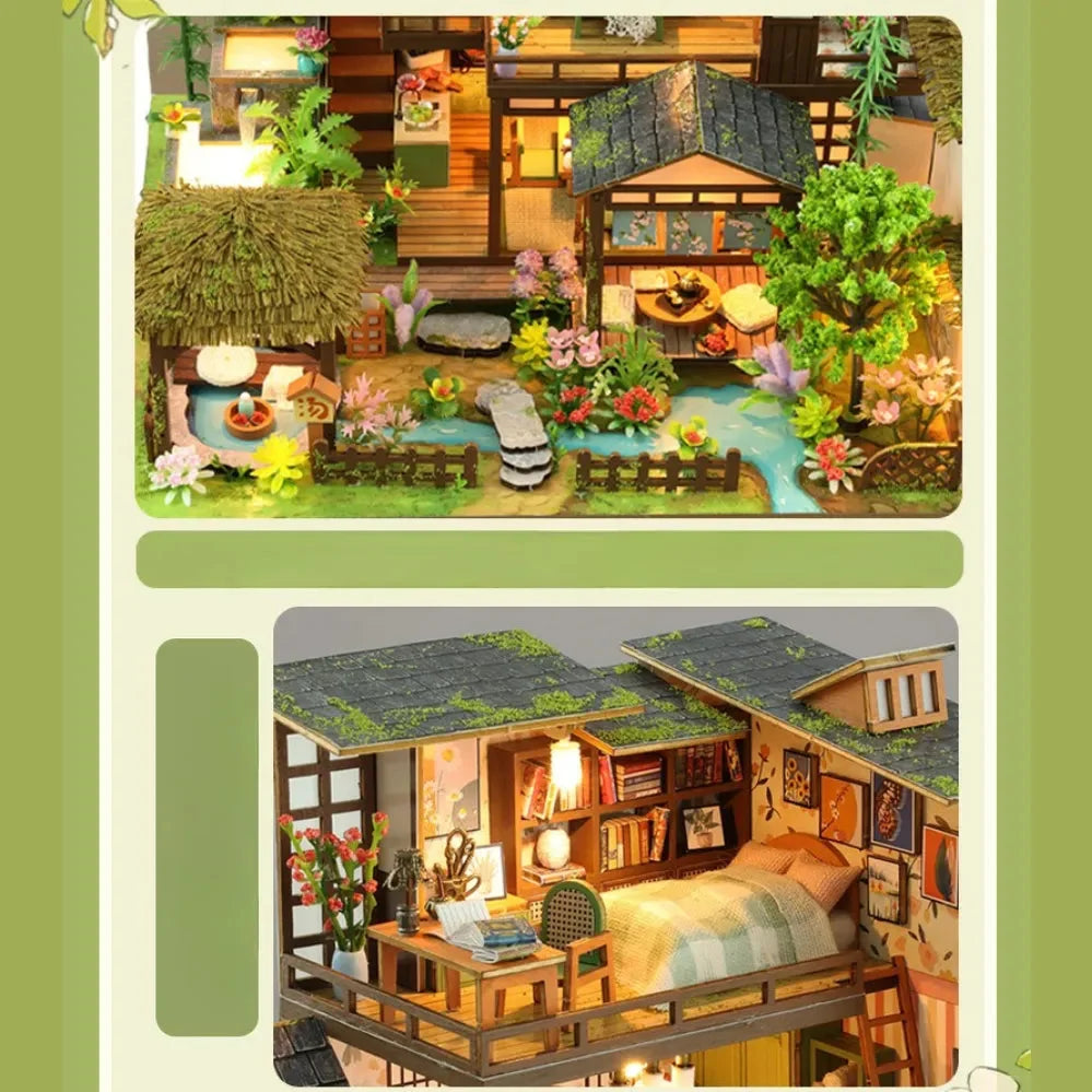 Bamboo Spring Courtyard details showing the garden, pavilion and upper bedroom.