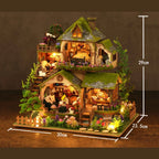 Forest Adventure miniature cottage dimension diagram.