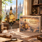 Glen Sky Citadel miniature castle beside its illustrated kit box.