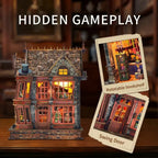 Magic Wonder House feature collage showing a rotating bookshelf and swinging door.