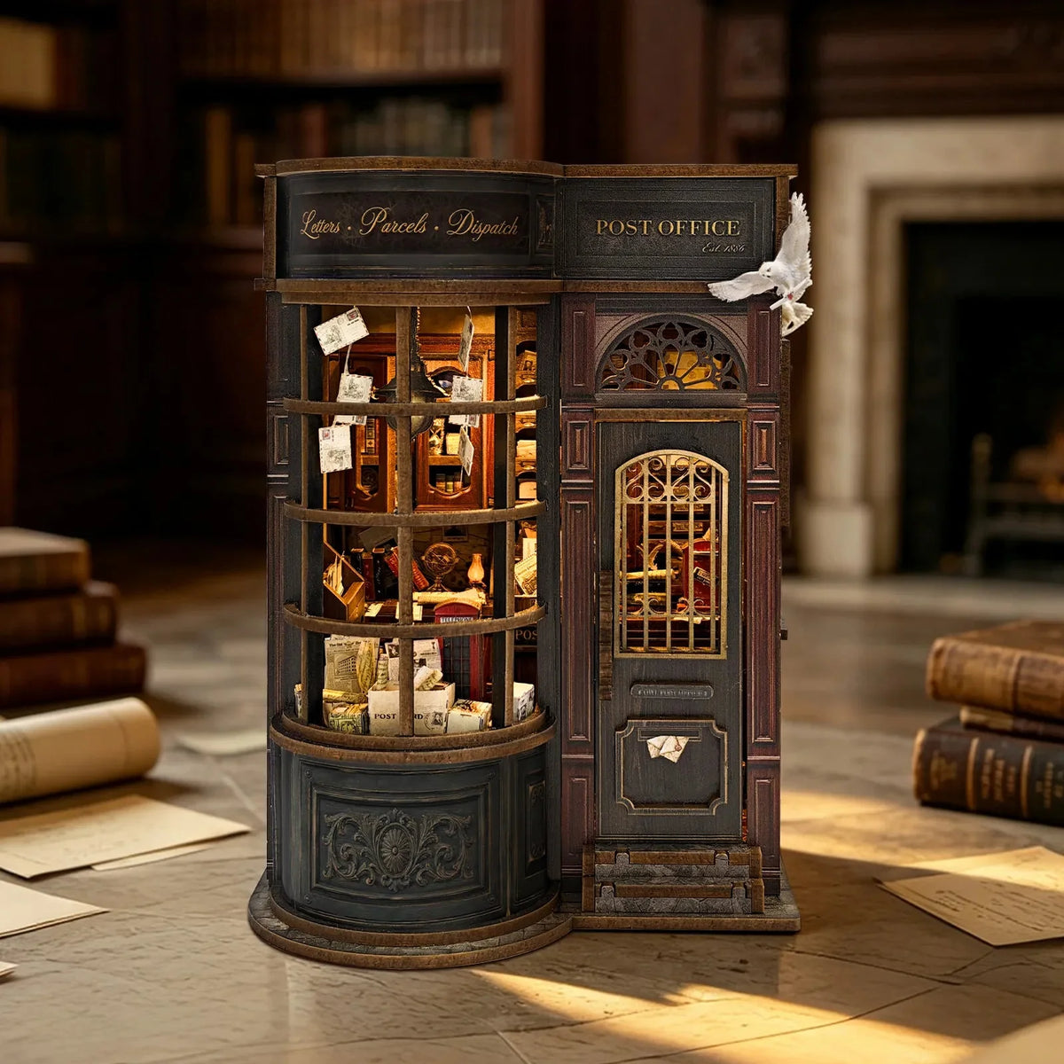 Night Owl Courier displayed on a wooden desk with its front door closed.