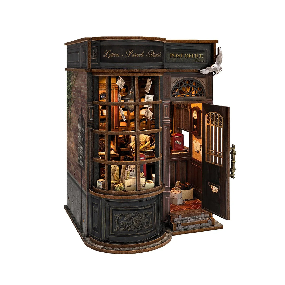 Night Owl Courier with its door open to reveal the miniature postal counter.