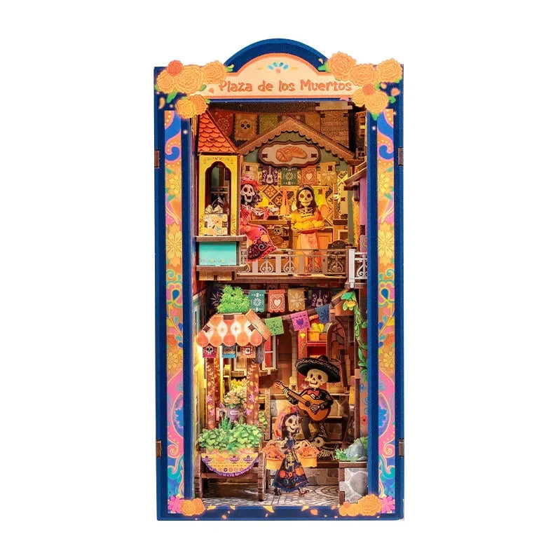 Front view of Plaza de los Muertos against a white background.