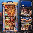 Plaza de los Muertos feature collage showing the battery box, touch switch and opening cover.