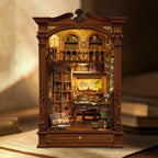 Angled Vintage Archive book nook on a wooden desk beside books.