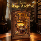 Vintage Archive illuminated on a table in an antique-style room setting.